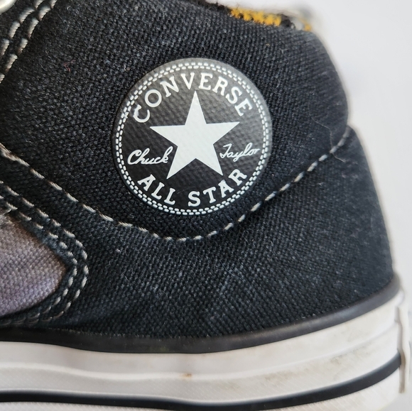 Converse Kids Black Gray Hi Top Sneakers Shoes Yellow Plaid Skater School 11 - Picture 10 of 13